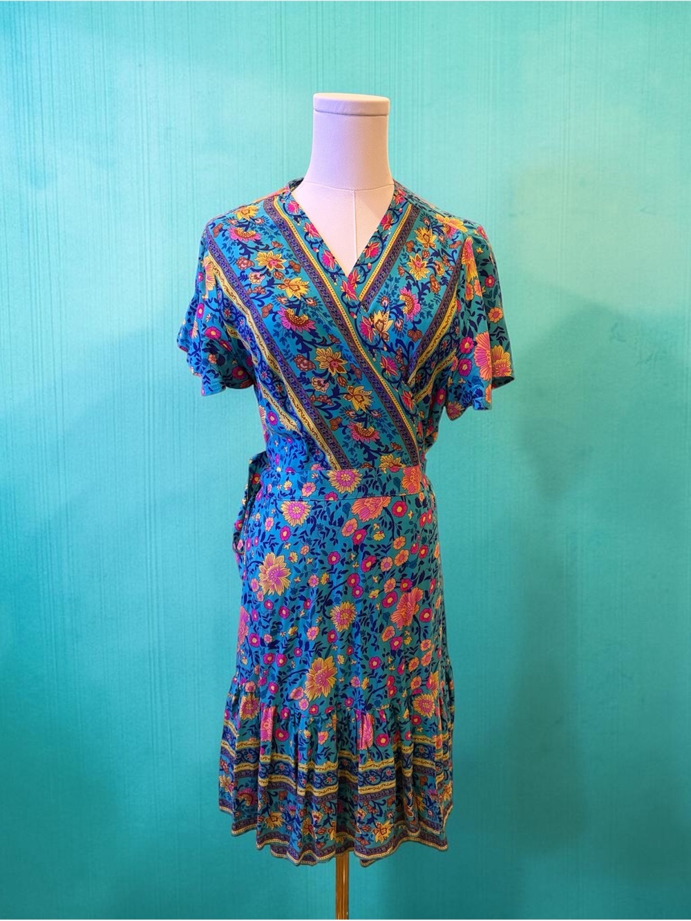 Zesica Floral Wrap Blue Summer Dress